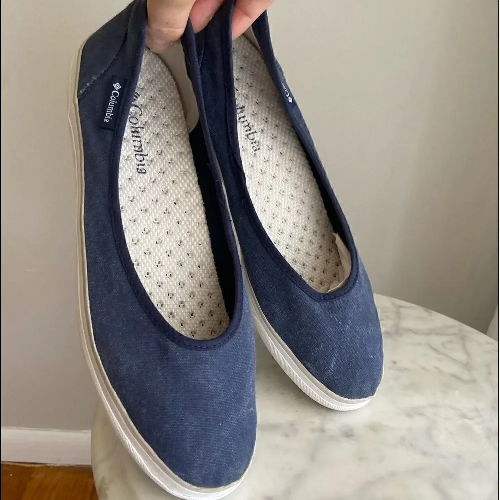 Columbia Crankbait Slip-ons Flats Boat Shoes Navy Denim Size 9.5